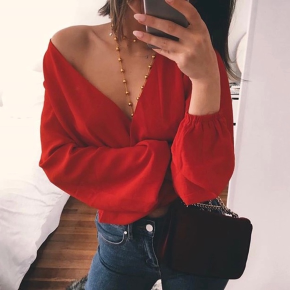 Tops - Sabina Red- Blouse